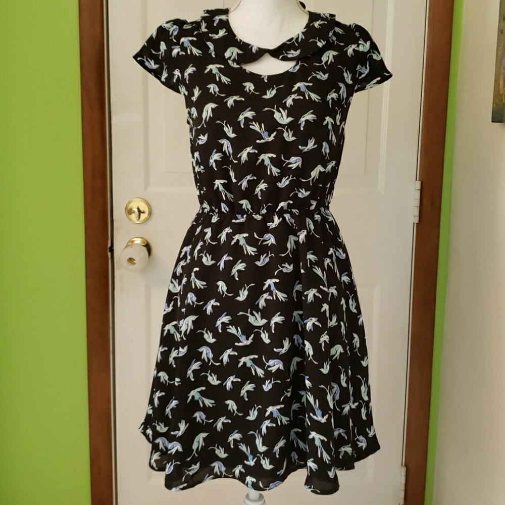 Lauren Conrad blue bird print dress